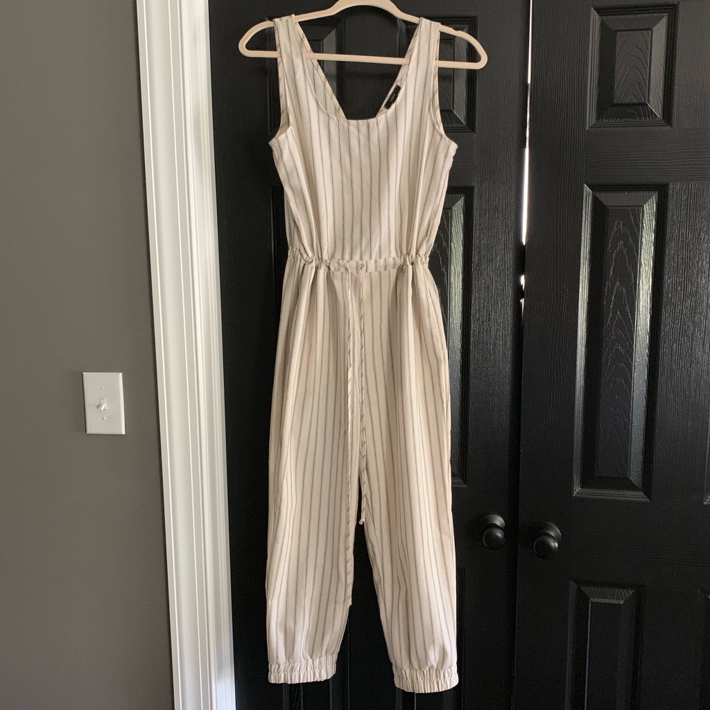 Anthropologie Drew Linen Striped Jumpsuit